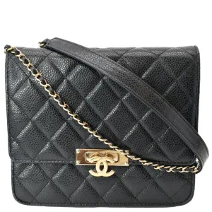 CHANEL Golden Class Caviar Leather Wallet on Chain Bag Black