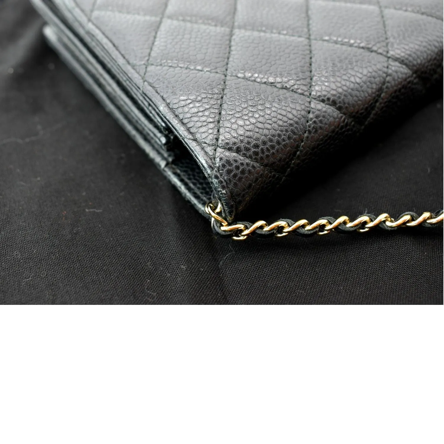 CHANEL Golden Class Caviar Leather Wallet on Chain Bag Black