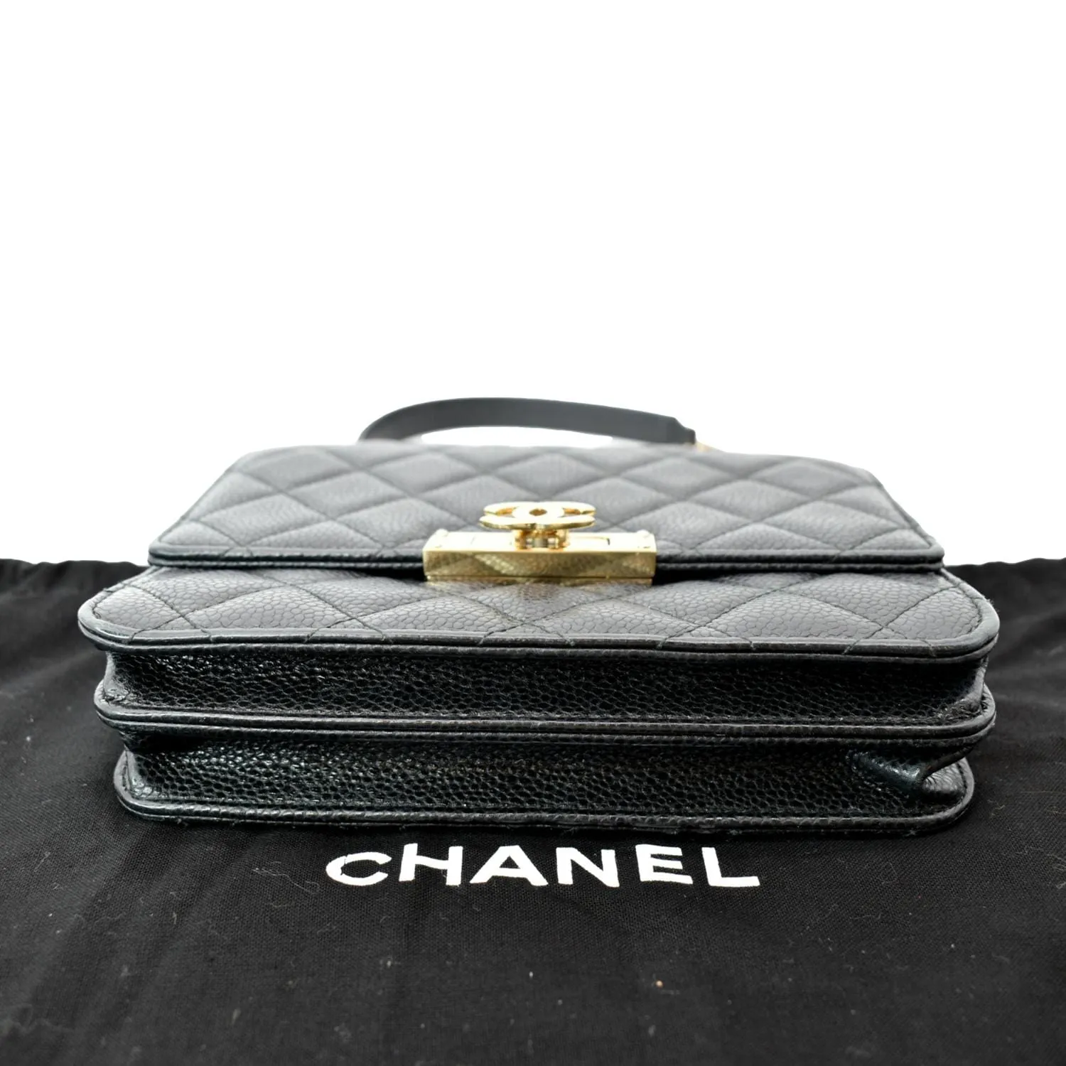 CHANEL Golden Class Caviar Leather Wallet on Chain Bag Black