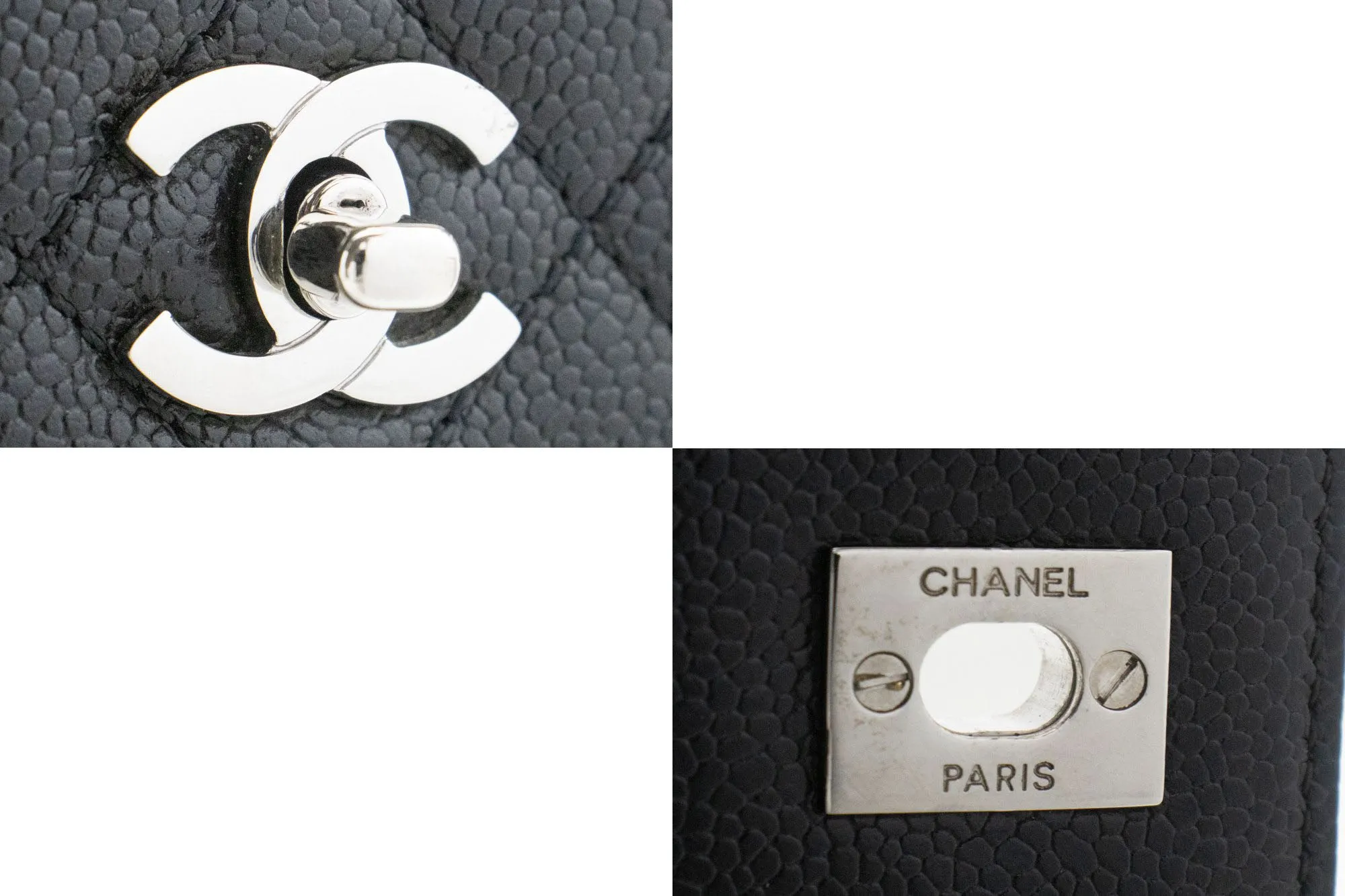CHANEL Grained Calfskin Handbag Top Handle Bag Kelly Black Flap p08