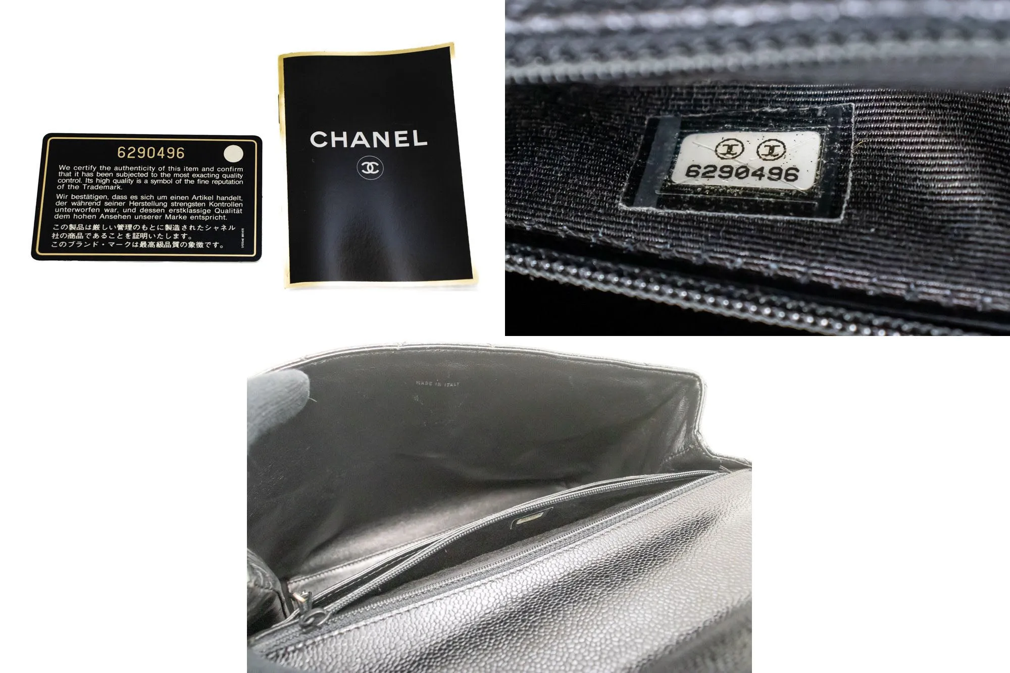 CHANEL Grained Calfskin Handbag Top Handle Bag Kelly Black Flap p08
