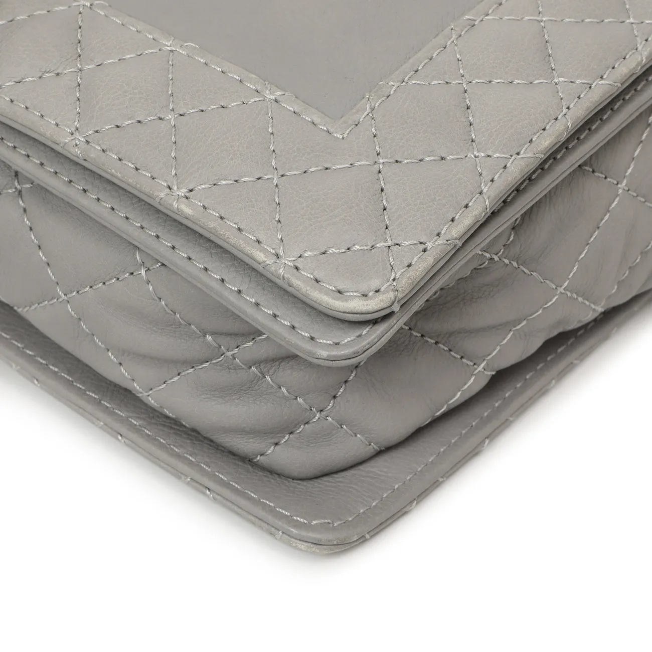 Chanel Grey Calfskin New Medium Boy Reverso Flap