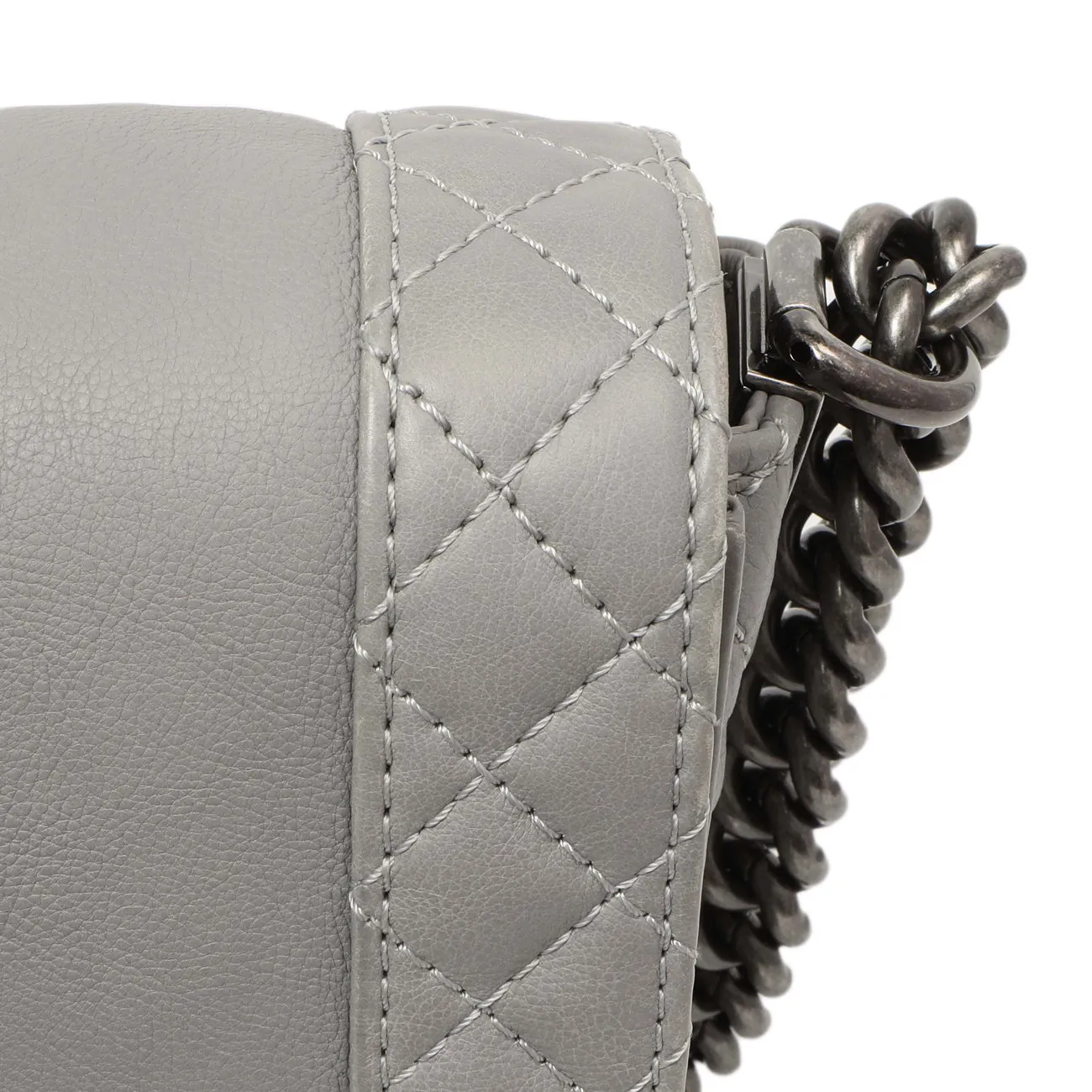 Chanel Grey Calfskin New Medium Boy Reverso Flap