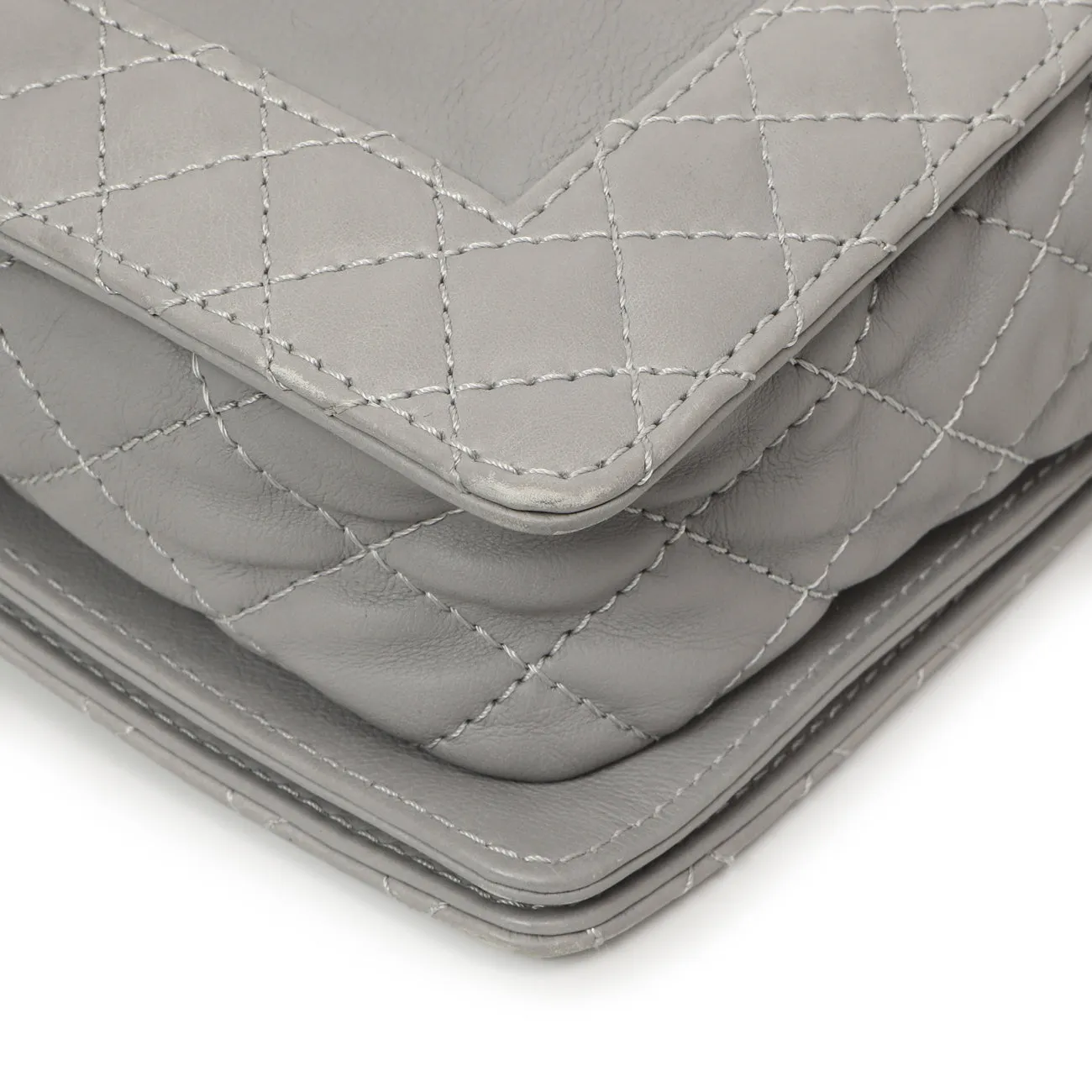 Chanel Grey Calfskin New Medium Boy Reverso Flap