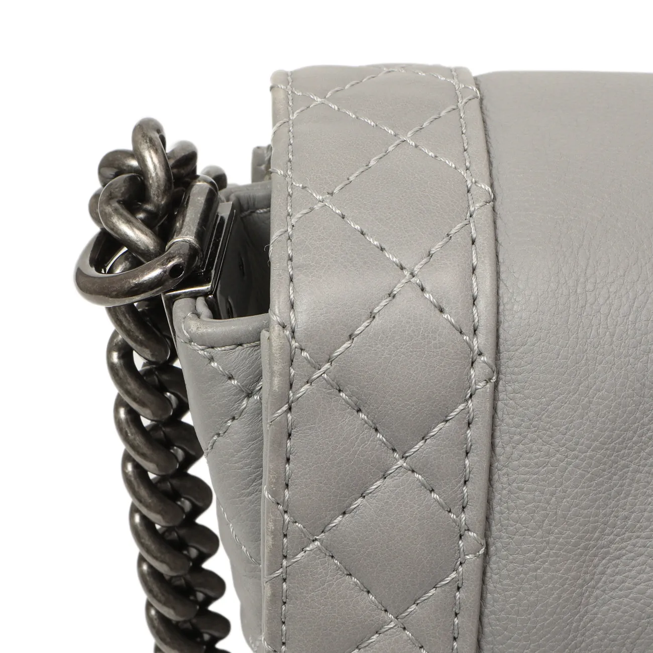 Chanel Grey Calfskin New Medium Boy Reverso Flap