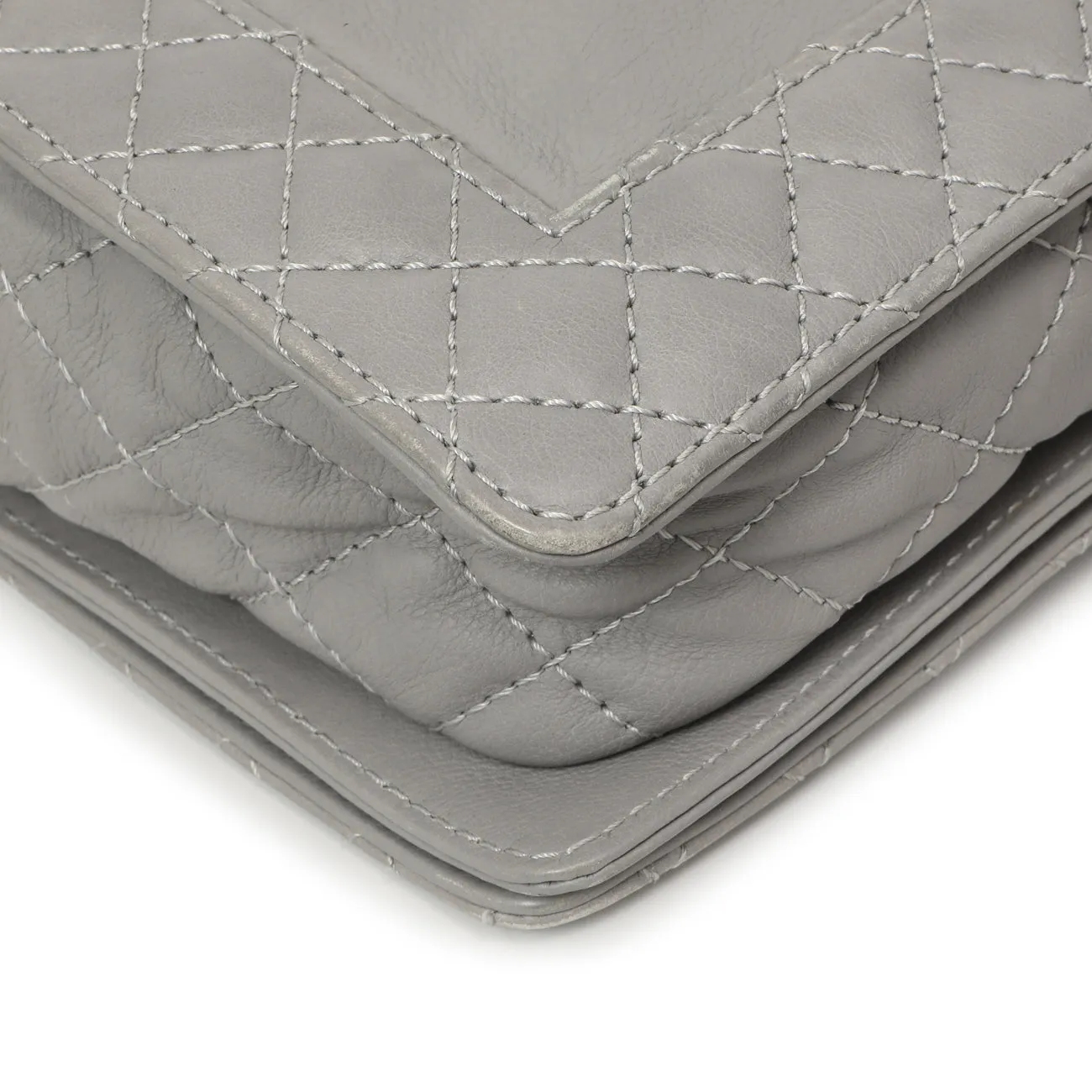 Chanel Grey Calfskin New Medium Boy Reverso Flap