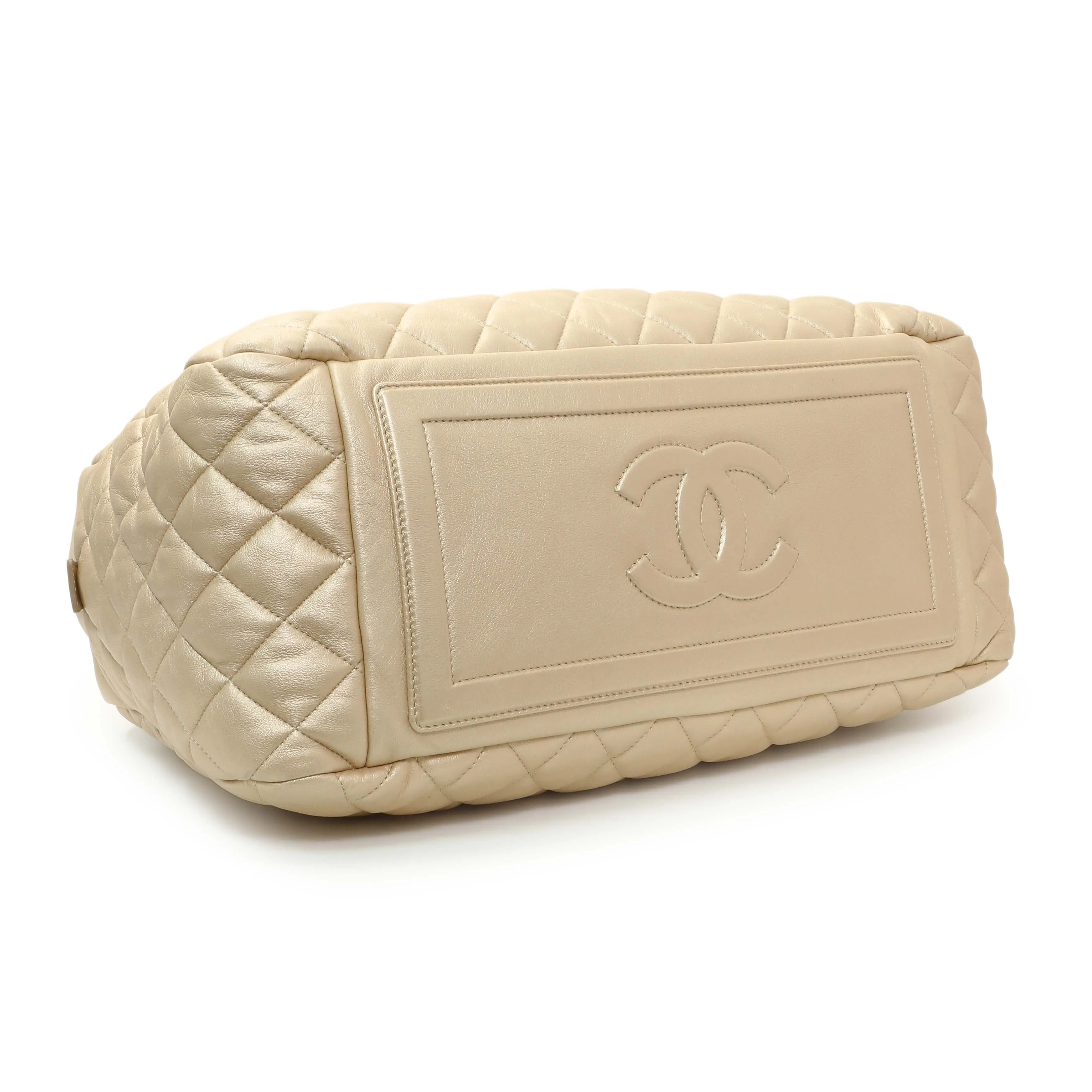 Chanel Light Gold Quilted Lambskin Coco Cocoon Bowler