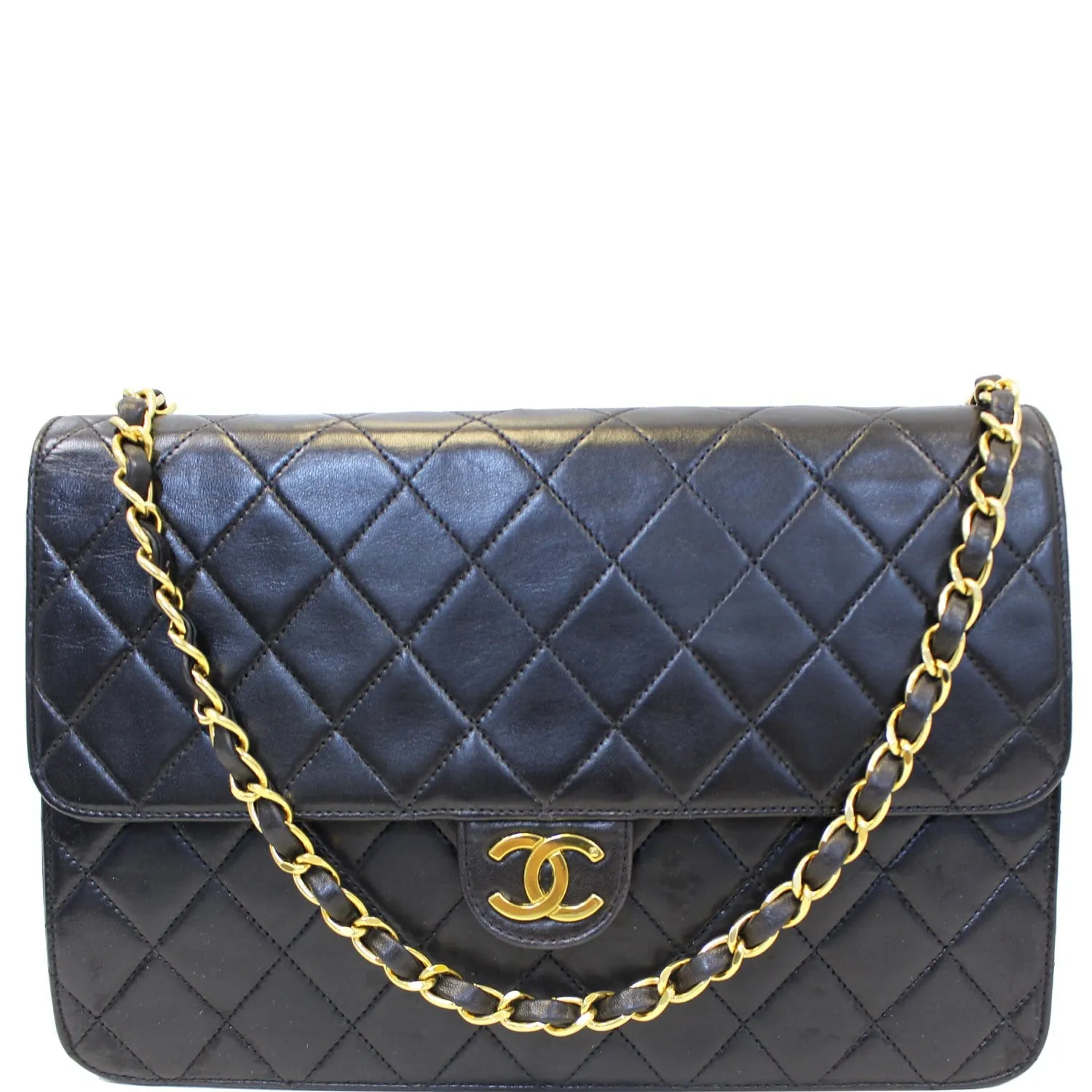 CHANEL Matelasse 25 Lambskin Leather Shoulder Bag Black