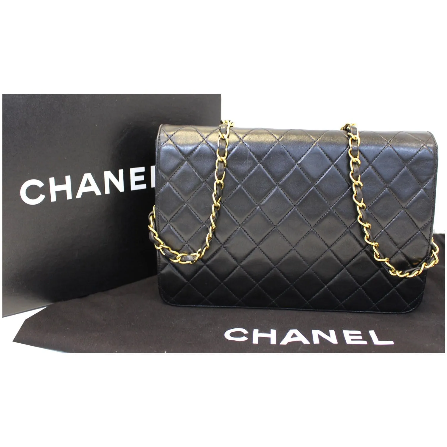 CHANEL Matelasse 25 Lambskin Leather Shoulder Bag Black
