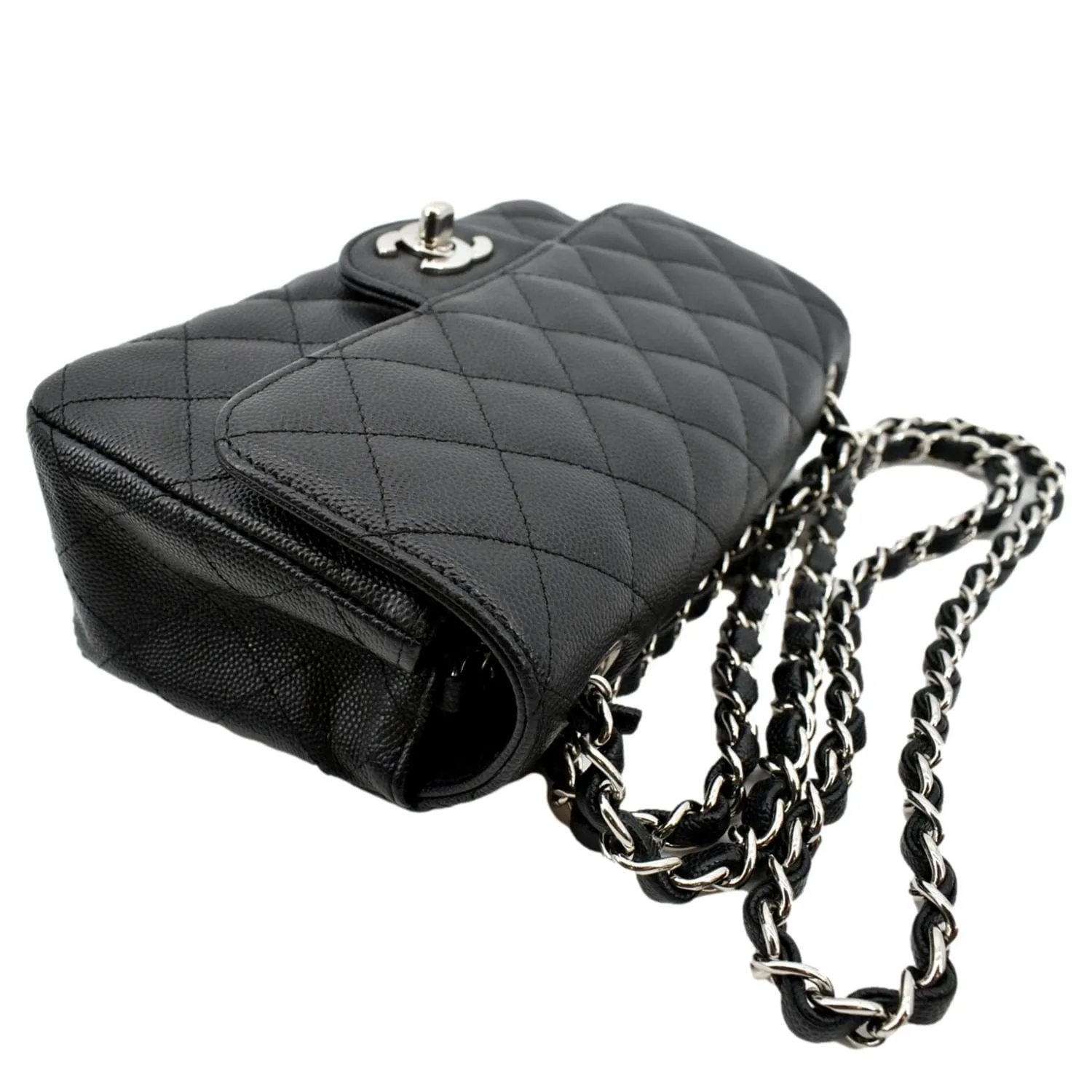 CHANEL Mini CC Flap Leather Shoulder Bag Black