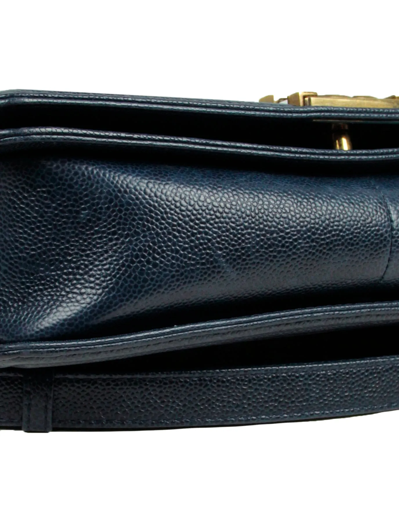 Chanel Navy Caviar Leather New Medium Boy Flap Bag