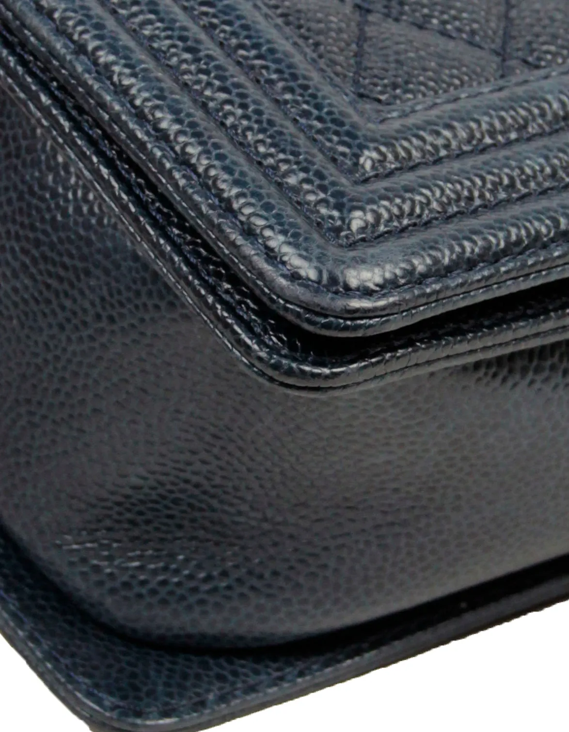 Chanel Navy Caviar Leather New Medium Boy Flap Bag