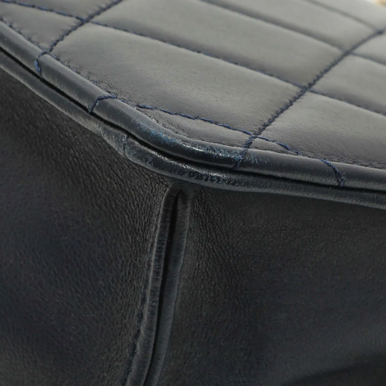 Chanel Navy Quilted Lambskin Large Golden Class Flap
