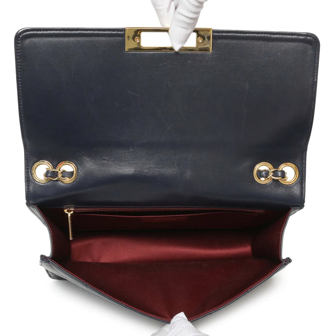 Chanel Navy Quilted Lambskin Large Golden Class Flap