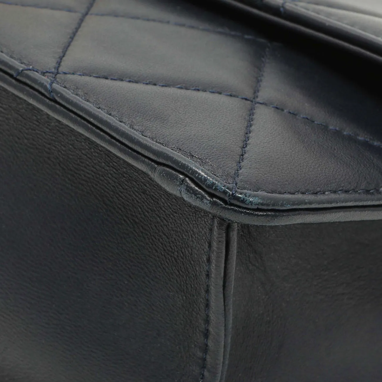 Chanel Navy Quilted Lambskin Large Golden Class Flap