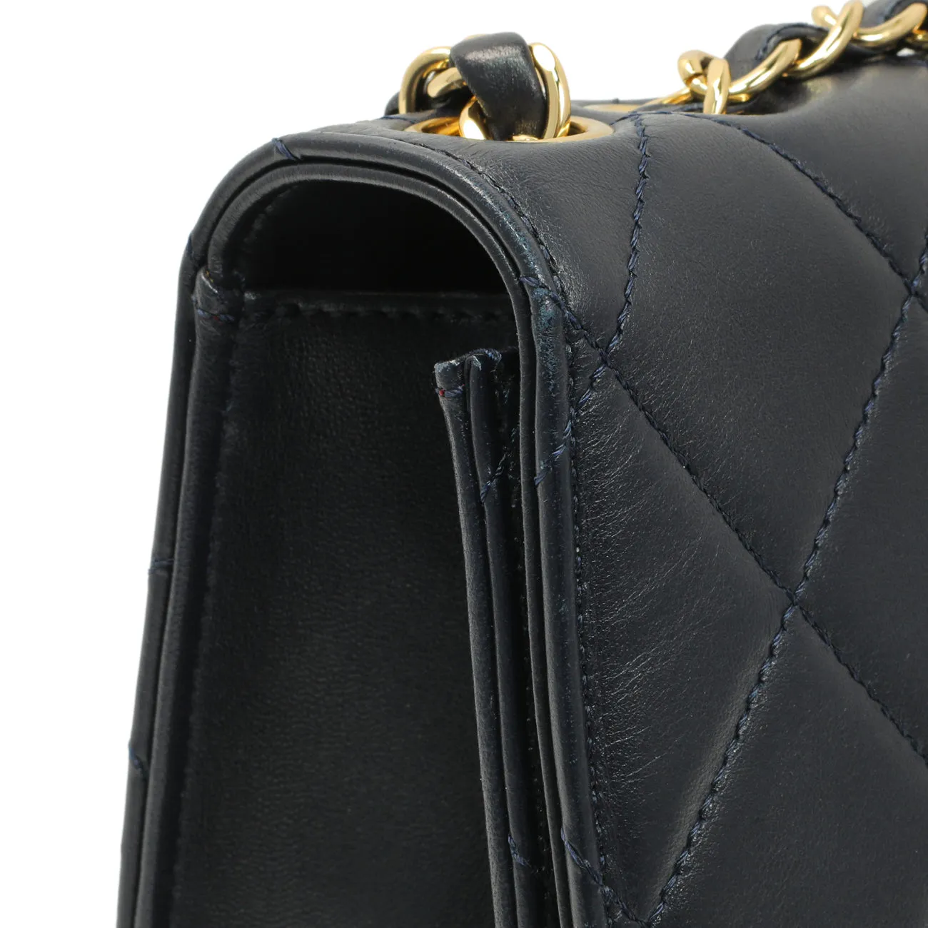 Chanel Navy Quilted Lambskin Large Golden Class Flap