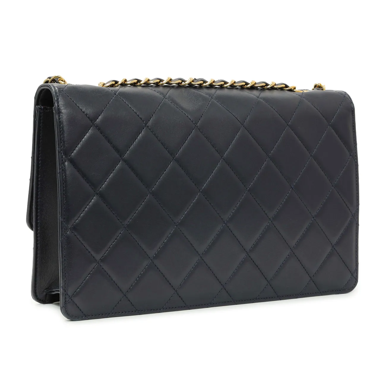 Chanel Navy Quilted Lambskin Large Golden Class Flap