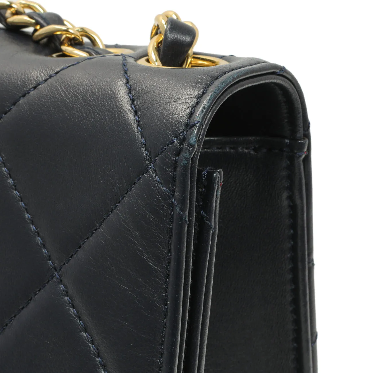 Chanel Navy Quilted Lambskin Large Golden Class Flap