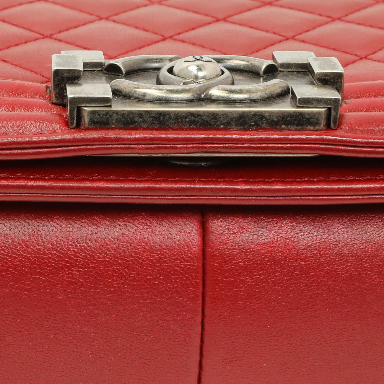 Chanel Red Quilted Calfskin Medium Boy Flap