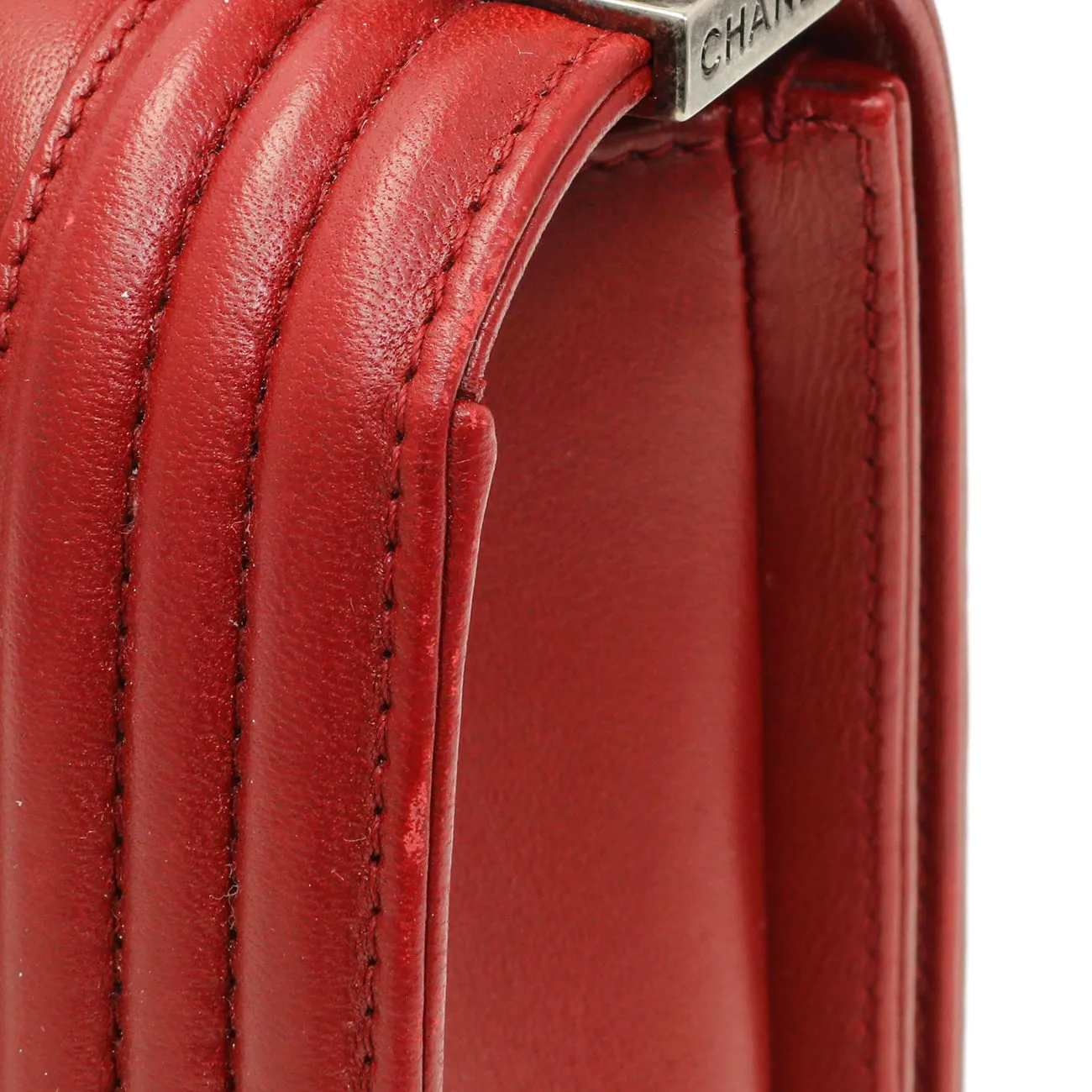 Chanel Red Quilted Calfskin Medium Boy Flap