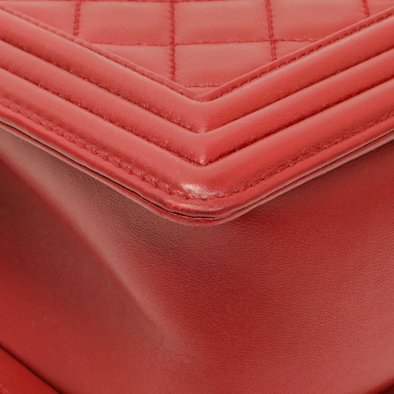 Chanel Red Quilted Calfskin Medium Boy Flap