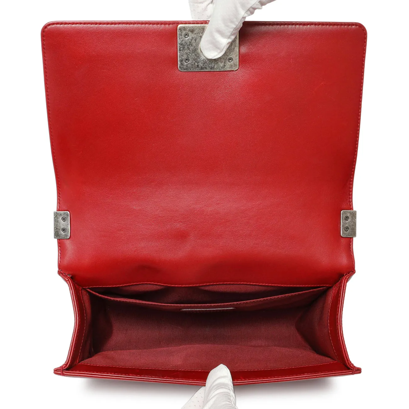 Chanel Red Quilted Calfskin Medium Boy Flap