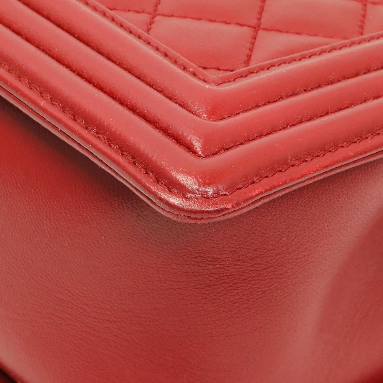 Chanel Red Quilted Calfskin Medium Boy Flap