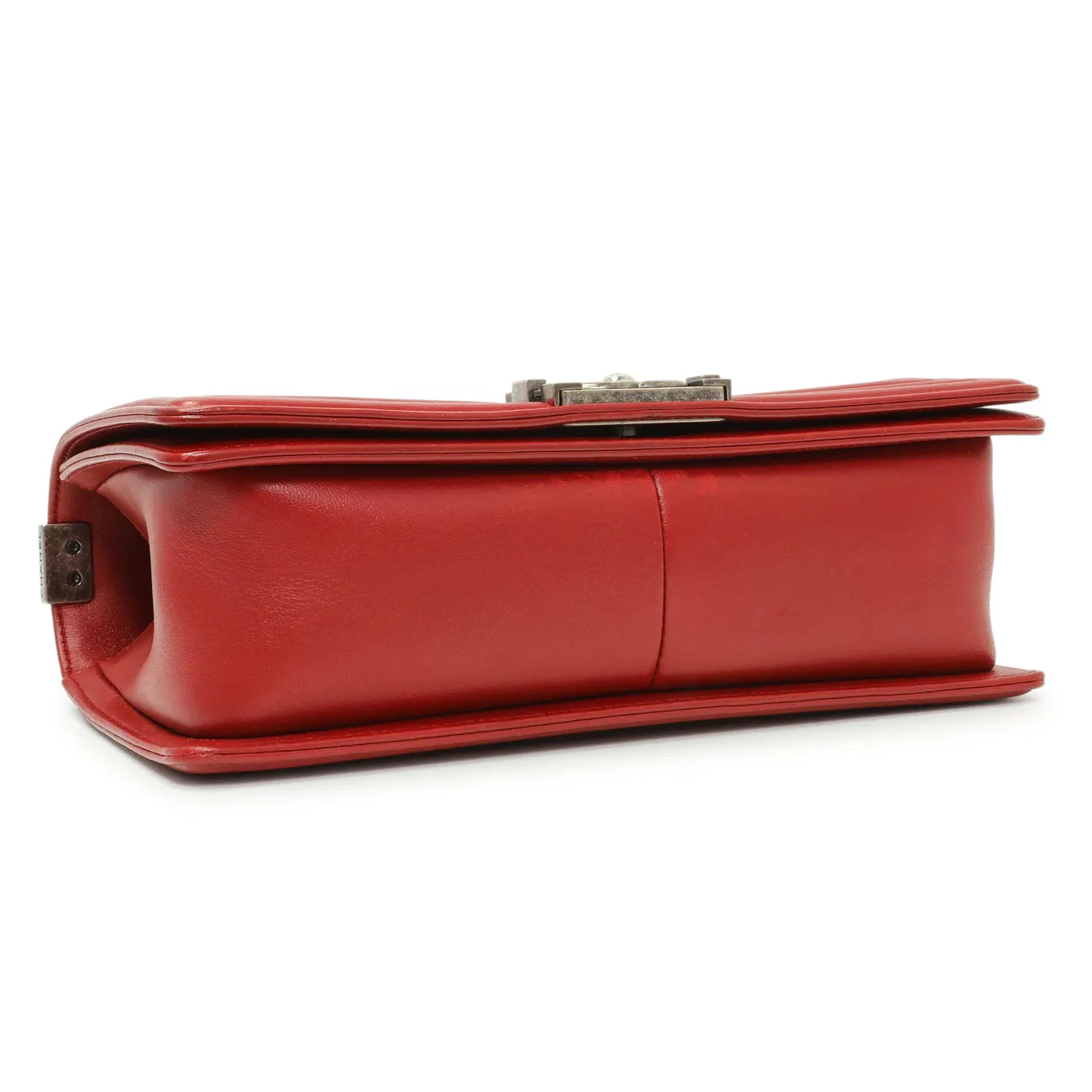 Chanel Red Quilted Calfskin Medium Boy Flap