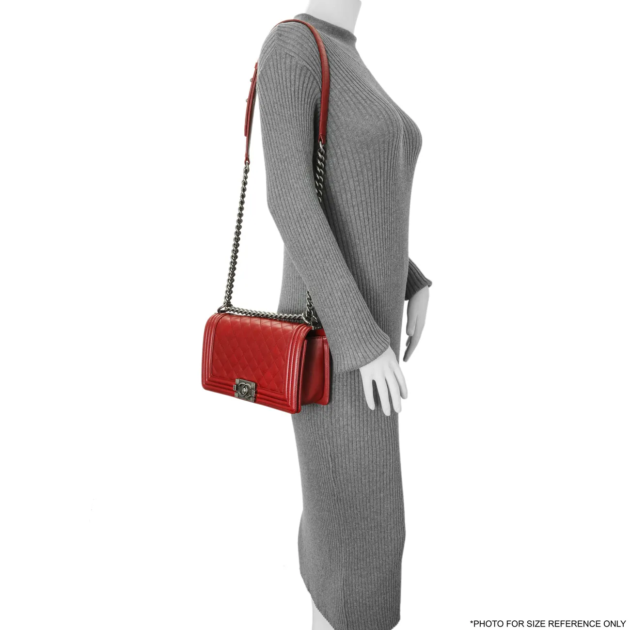 Chanel Red Quilted Calfskin Medium Boy Flap