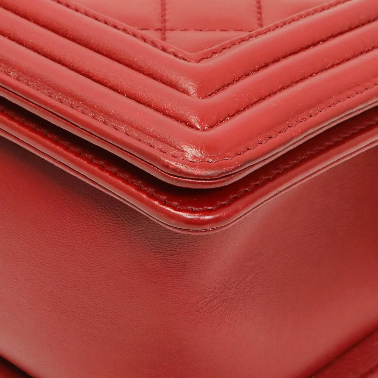 Chanel Red Quilted Calfskin Medium Boy Flap