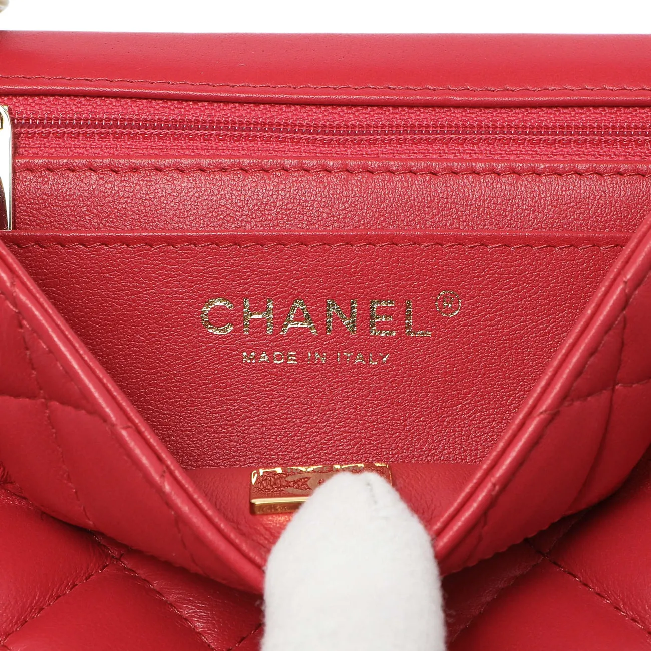 Chanel Red Quilted Lambskin Mini Square Flap