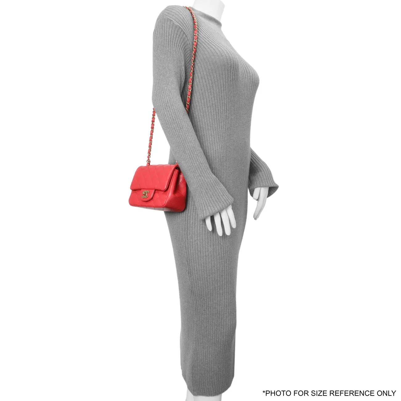 Chanel Red Quilted Lambskin Mini Square Flap