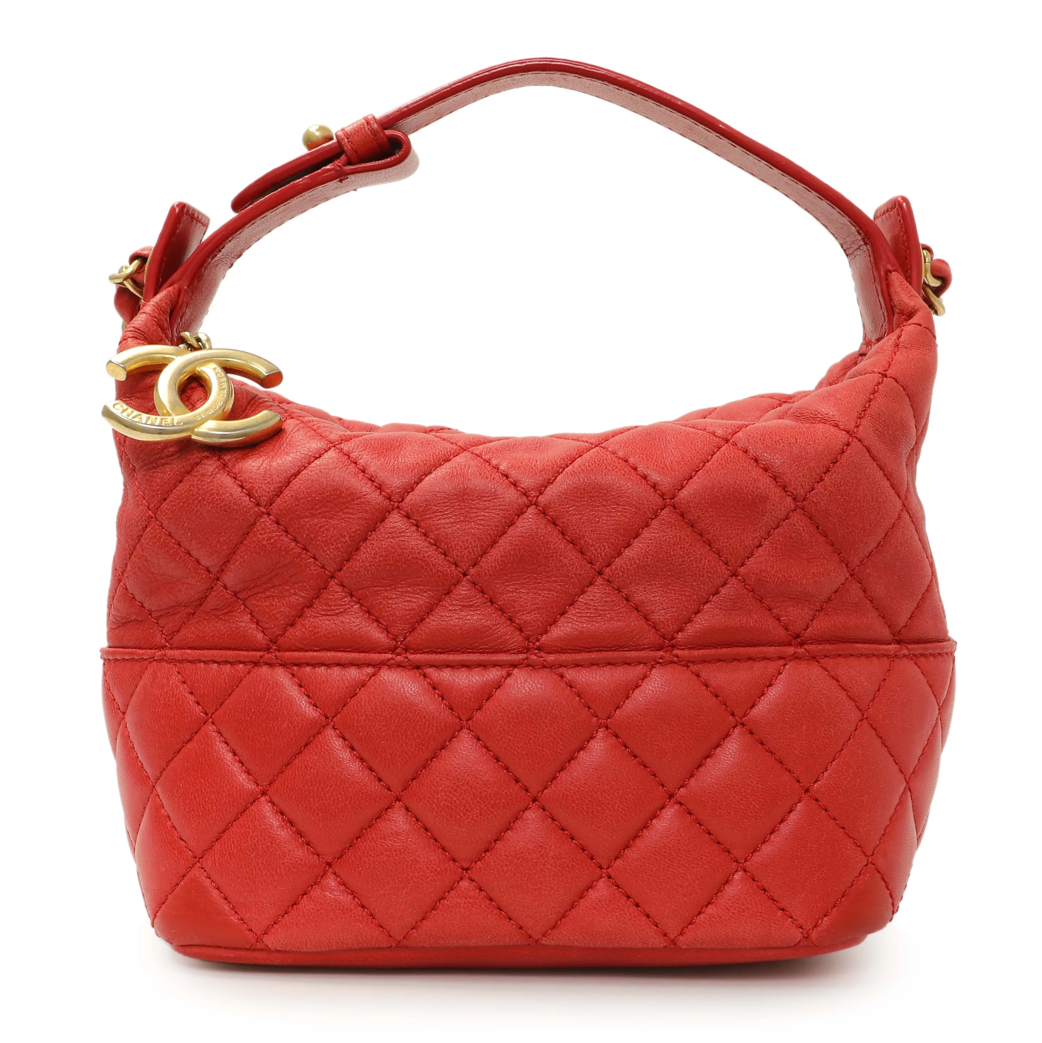 Chanel Red Quilted Lambskin Small Hobo