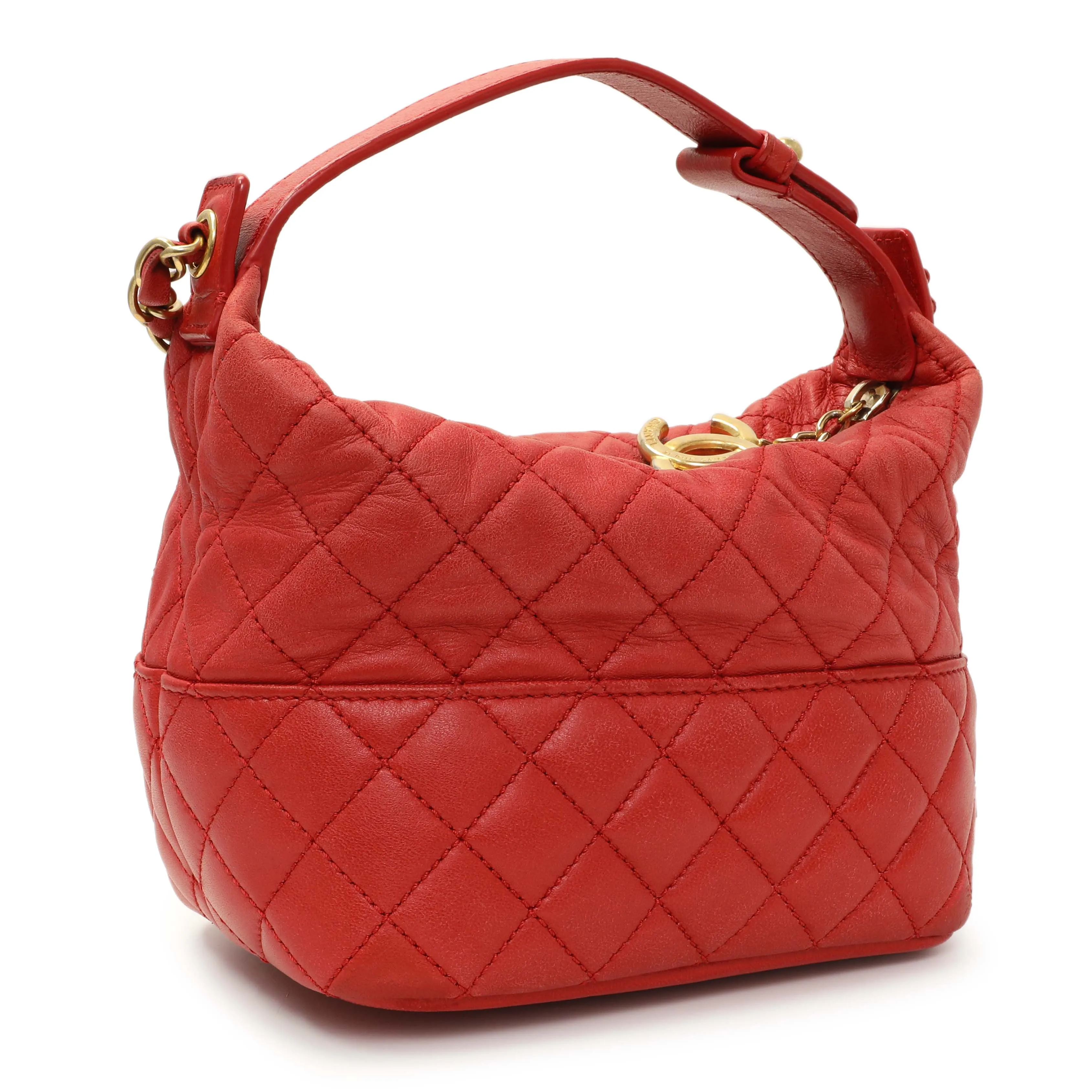 Chanel Red Quilted Lambskin Small Hobo