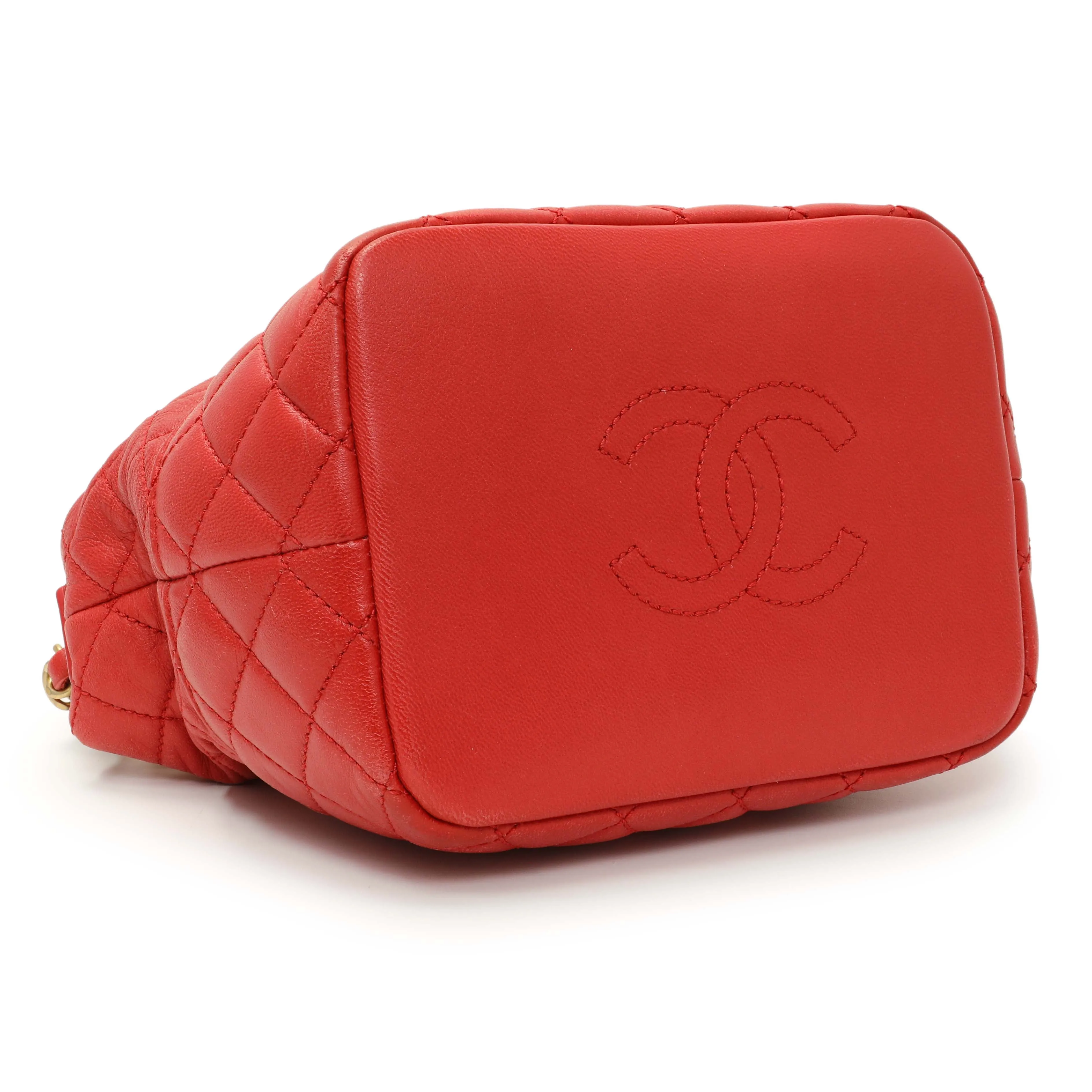 Chanel Red Quilted Lambskin Small Hobo