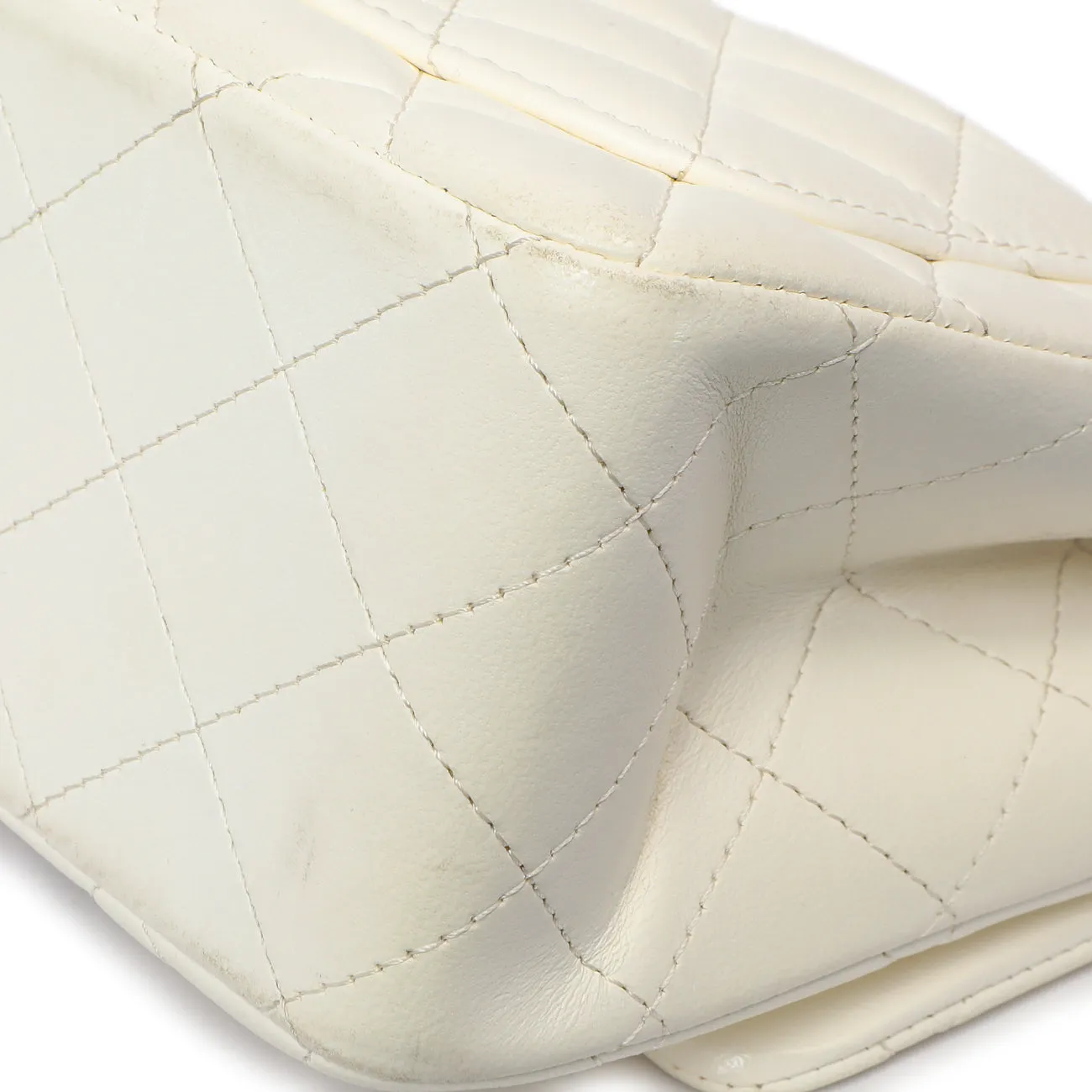Chanel White Quilted Lambskin Mini Square Flap