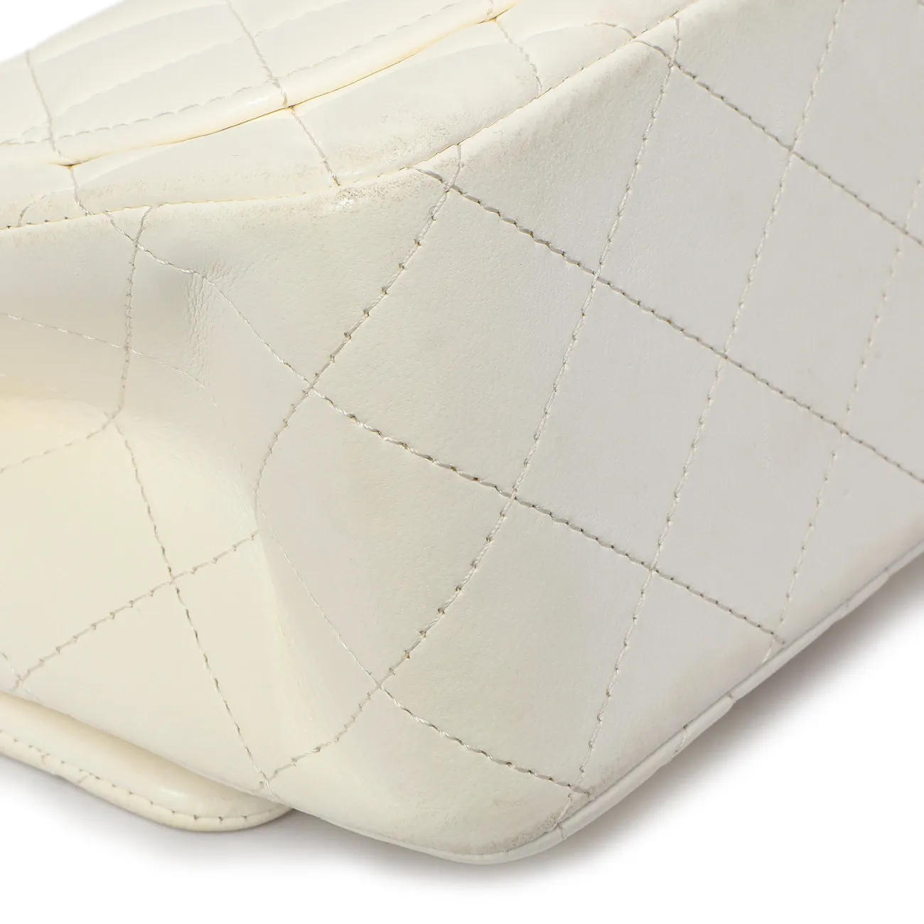 Chanel White Quilted Lambskin Mini Square Flap
