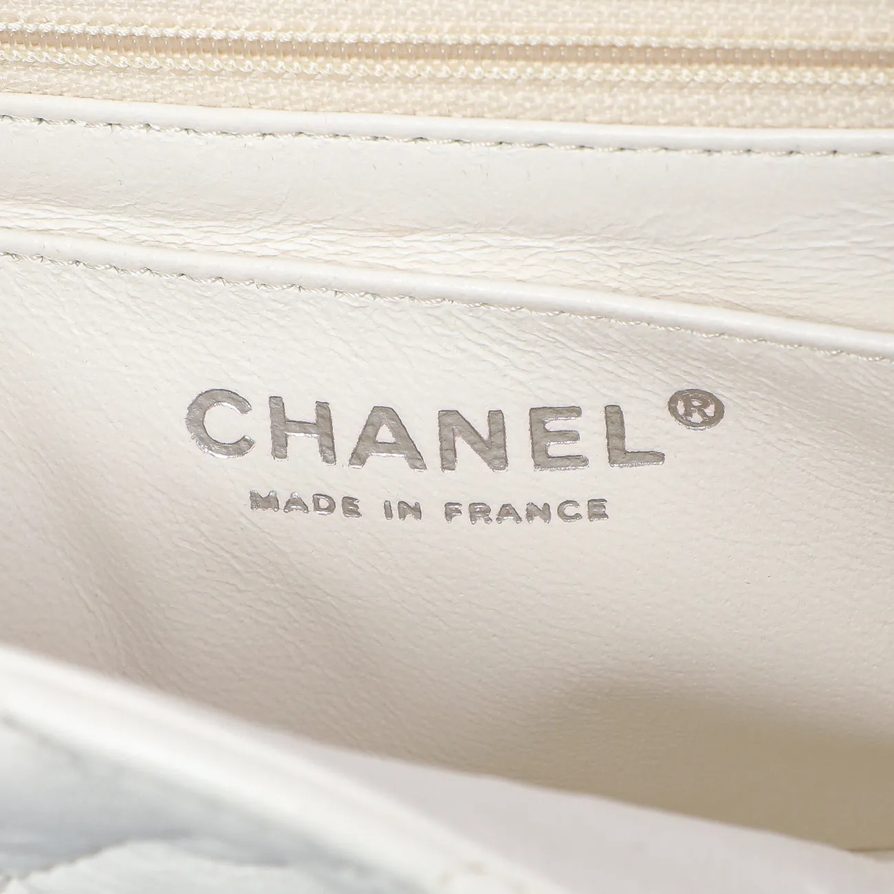 Chanel White Quilted Lambskin Mini Square Flap