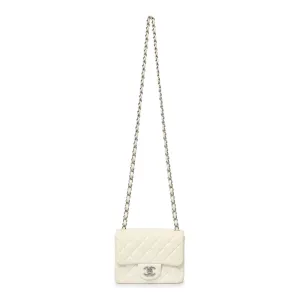 Chanel White Quilted Lambskin Mini Square Flap