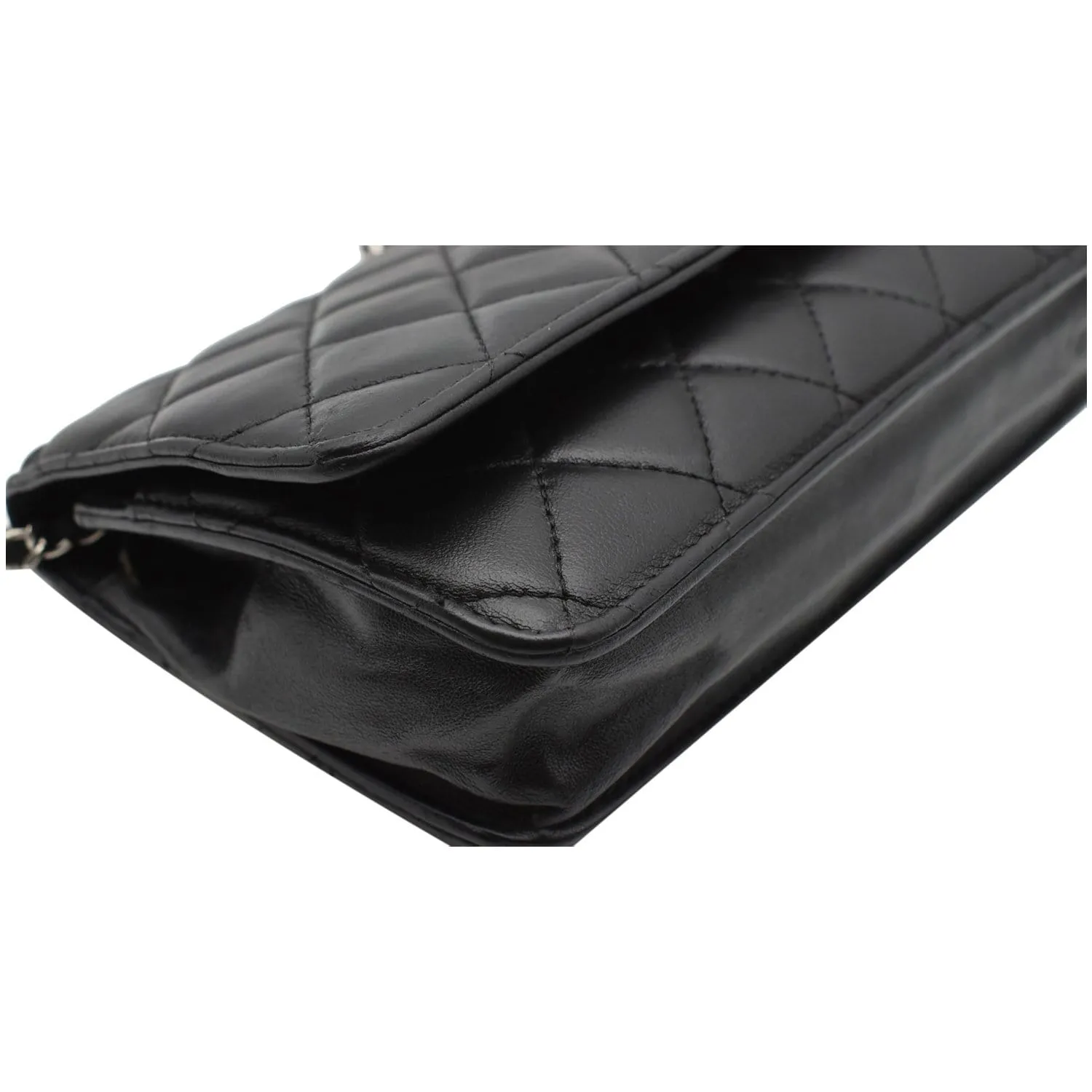 CHANEL WOC Lambskin Leather Chain Crossbody Bag Black
