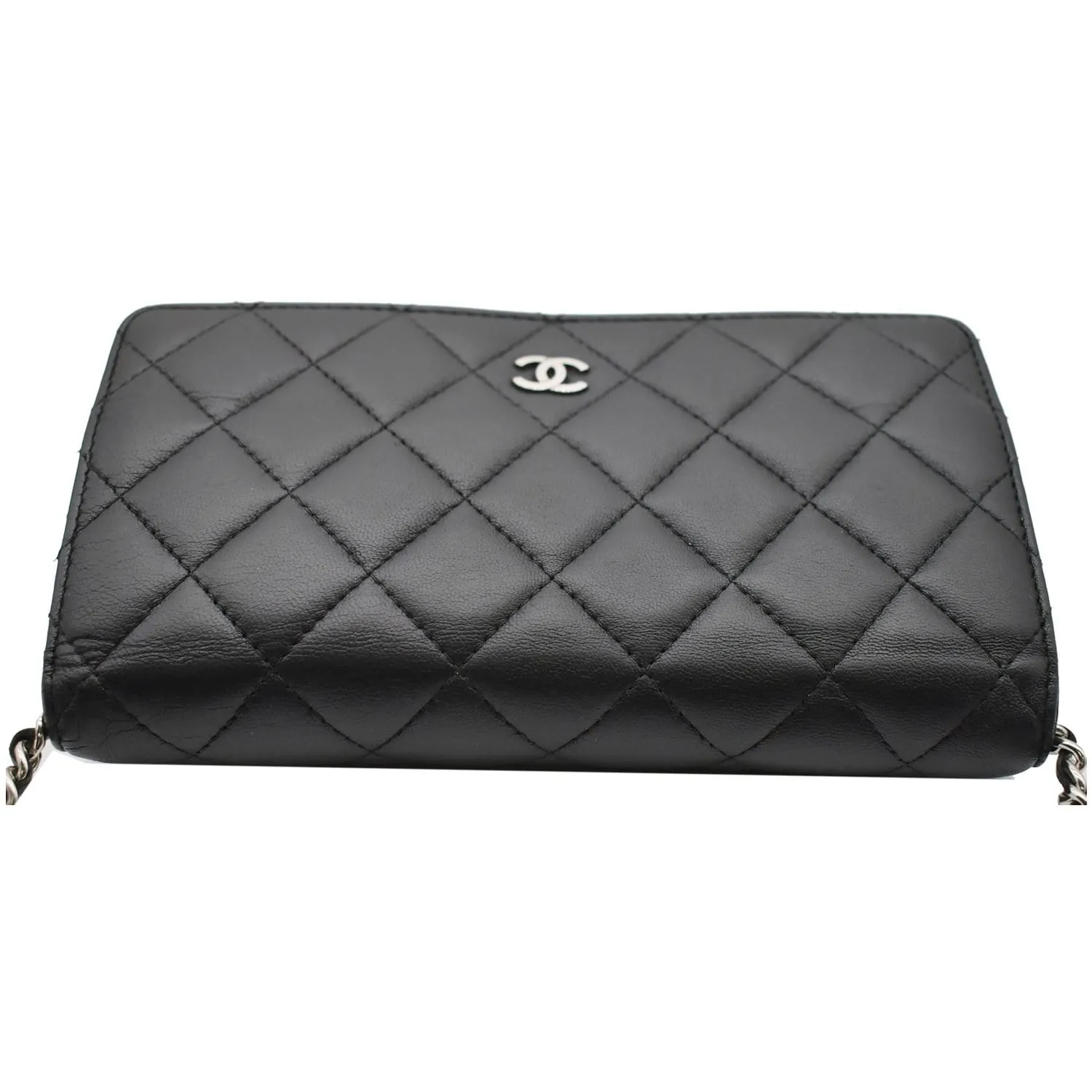 CHANEL WOC Lambskin Leather Chain Crossbody Bag Black