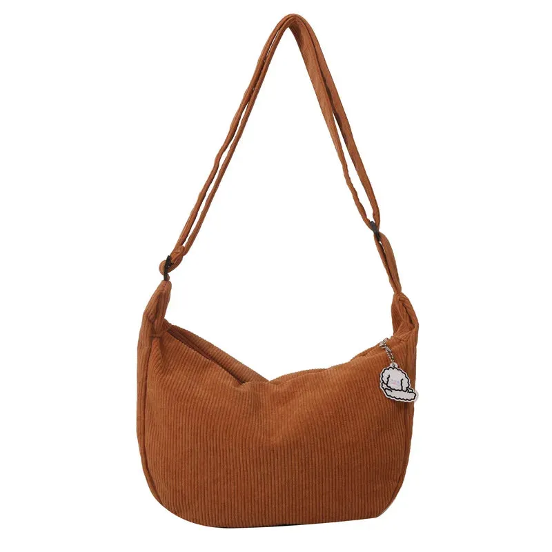 Charming Corduroy Cutie 🎀✨ - Adorable Shoulder Bag for Trendy Girls! 👜💖
