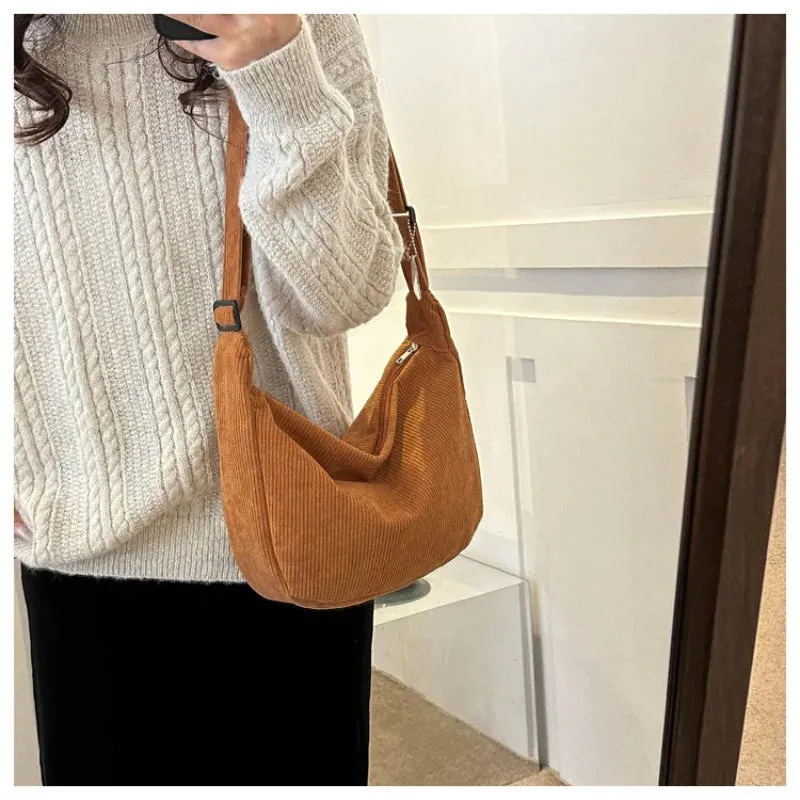 Charming Corduroy Cutie 🎀✨ - Adorable Shoulder Bag for Trendy Girls! 👜💖