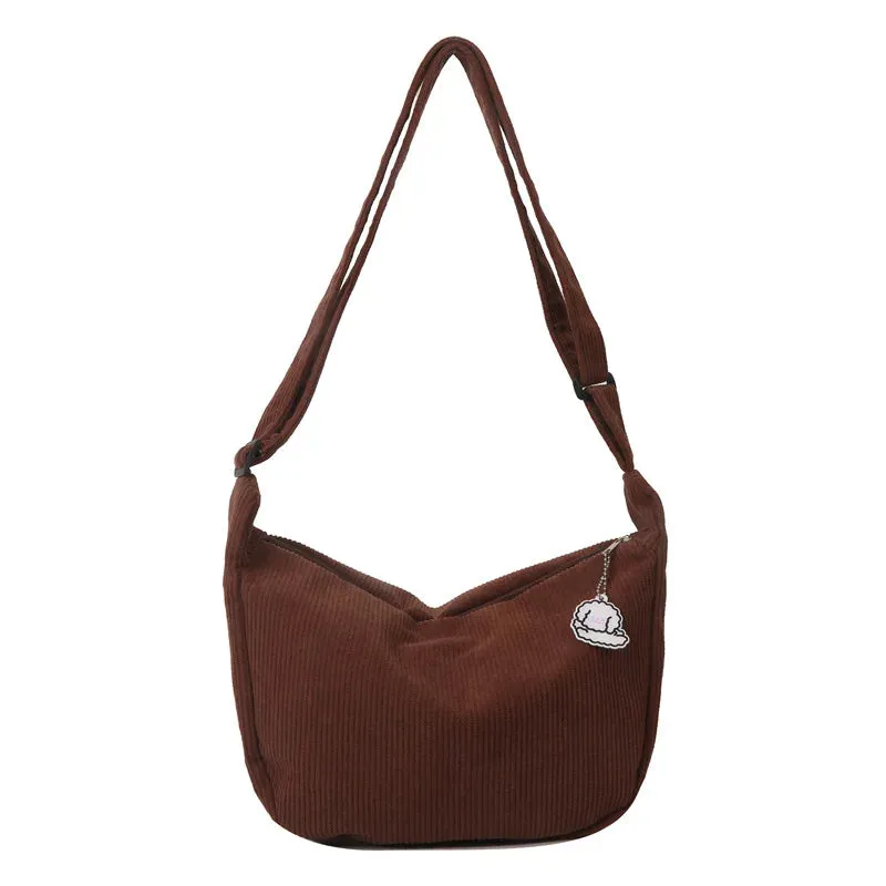 Charming Corduroy Cutie 🎀✨ - Adorable Shoulder Bag for Trendy Girls! 👜💖