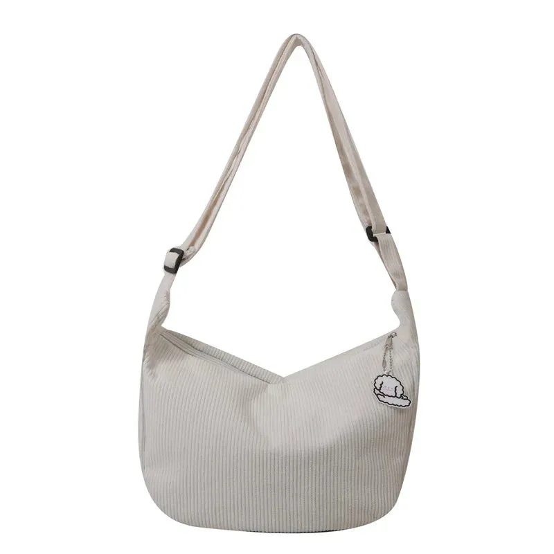 Charming Corduroy Cutie 🎀✨ - Adorable Shoulder Bag for Trendy Girls! 👜💖