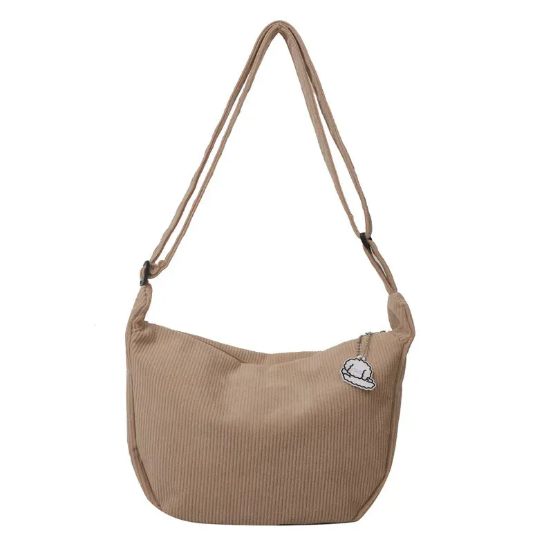 Charming Corduroy Cutie 🎀✨ - Adorable Shoulder Bag for Trendy Girls! 👜💖