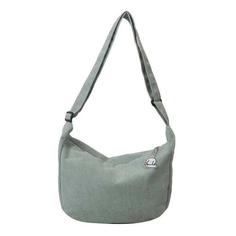 Charming Corduroy Cutie 🎀✨ - Adorable Shoulder Bag for Trendy Girls! 👜💖