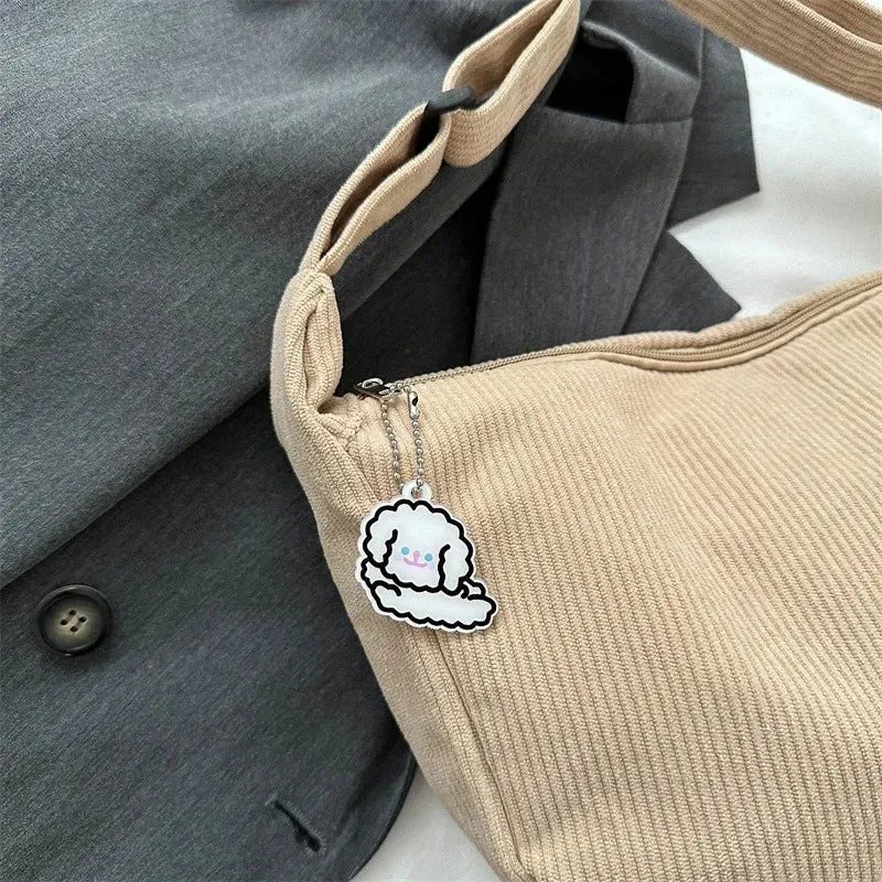 Charming Corduroy Cutie 🎀✨ - Adorable Shoulder Bag for Trendy Girls! 👜💖