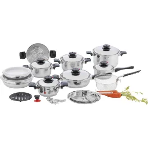Chef's Secret 12-Element T304 Stainless Steel "Waterless" Cookware 28 Piece Set KT928