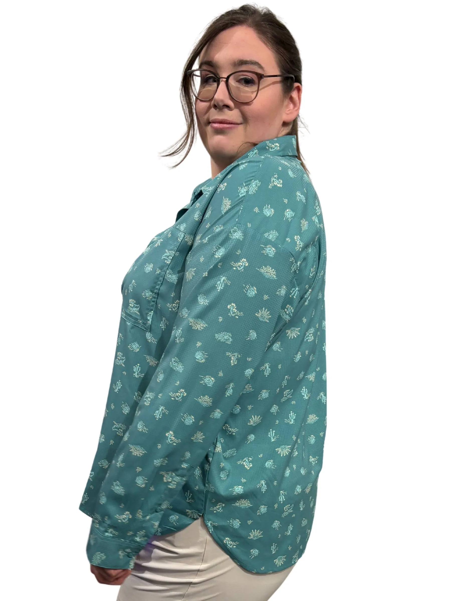 Chemise Silver Ridge Utility Patterned Taille Plus - Teal Deserted